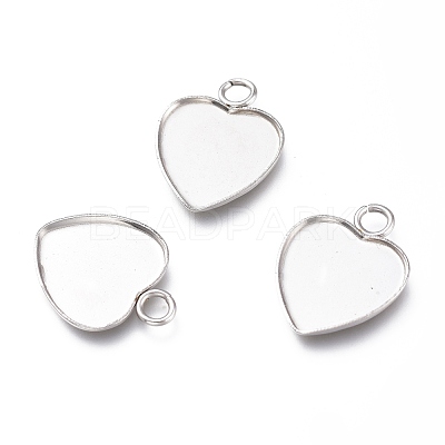 Non-Tarnish 304 Stainless Steel Pendant Cabochons Settings for Fashion Jewelry X-STAS-M283-01P-A-1