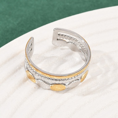 304 Stainless Steel Double Color Cuff Rings RJEW-S635-01GP-10-1