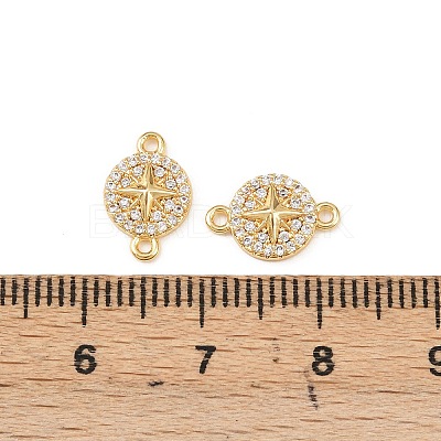 Brass Micro Pave Clear Cubic Zirconia Connector Charms KK-H524-02G-1