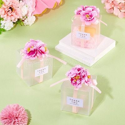 Clear PVC Candy Gift Packaging Boxes with Ribbon & Artificial Flower CON-TAC0001-20A-1
