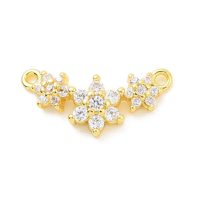 Eco-friendly Rack Plating Brass Micro Pave Cubic Zirconia 2-Loop Charms KK-F843-08G-1