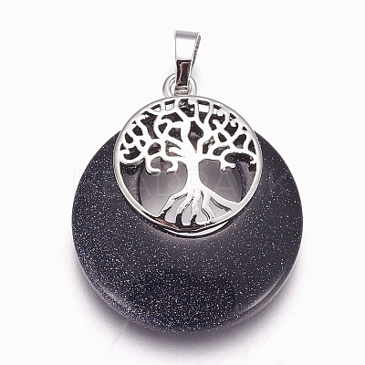 Synthetic Blue Goldstone Pendants G-F573-C02-1