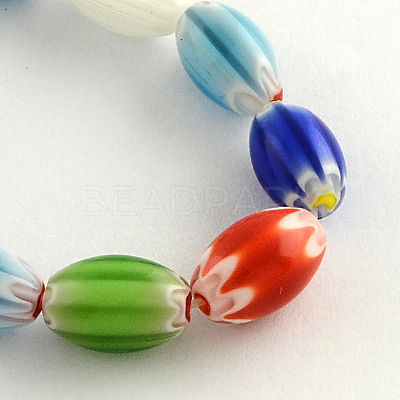 Oval Handmade Millefiori Glass Beads Strands X-LK-R004-38-1