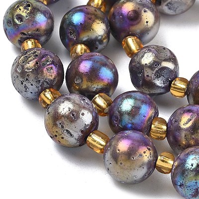 Electroplated Natural Druzy Geode Crystal Beads Strands G-G459-02K-1