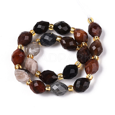 Natural Petrified Wood Beads Strands G-N342-53-8x6-07-1