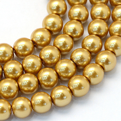 Baking Paint Pearlized Glass Pearl Round Bead Strands X-HY-Q003-6mm-08-1
