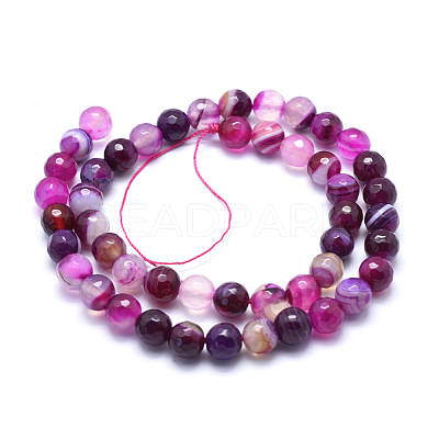 Natural Striped Agate/Banded Agate Beads G-J371-09-8mm-1