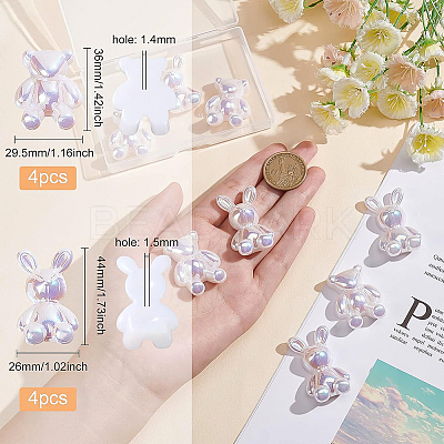 8Pcs 2 Style ABS Plastic Beads FIND-BC0003-05-1