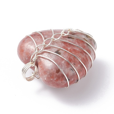 Natural Sesame Jasper Pendants PALLOY-JF01283-02-1