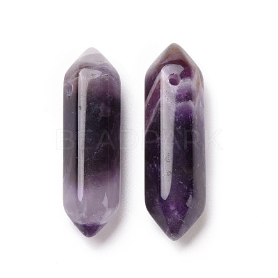 Natural Amethyst Double Terminal Pointed Pendants G-C007-02B-08-1
