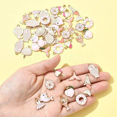 48Pcs 12 Styles Alloy Enamel Pendants ENAM-FS0003-50-1