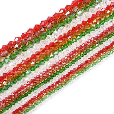 16 Strands 16 Style Christmas Theme Transparent Electroplate Glass Beads Strands EGLA-TA0001-25-1