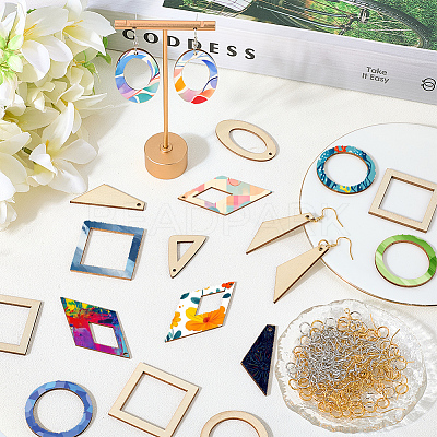 DIY Wooden Dangle Earring Making Kits DIY-SP0005-02-1