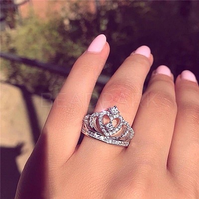 Fashionable Alloy Rhinestone Finger Rings FS-WG5016E-01-1