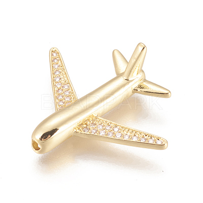 Brass Micro Pave Cubic Zirconia Airliner Beads ZIRC-L078-005G-NR-1