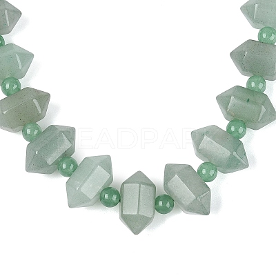 Natural Green Aventurine Round & Cone Beaded Necklaces NJEW-N064-03I-1