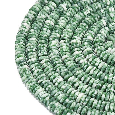 Frosted Natural Green Spot Jasper Beads Strands G-K389-C41-01-1