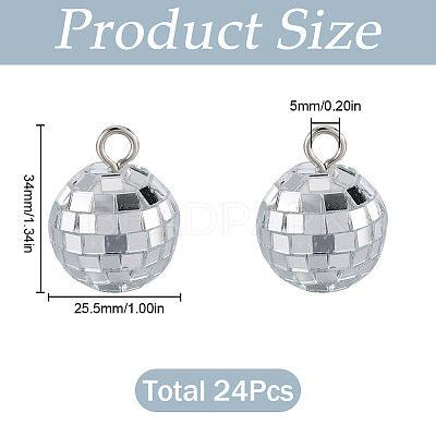 24Pcs Mirror Ball Reflective Ball Pendants AJEW-SC0002-62-1