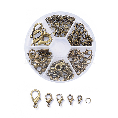 Alloy Lobster Claw Clasps and Jump Rings Set PALLOY-X0004-AB-NF-B-1