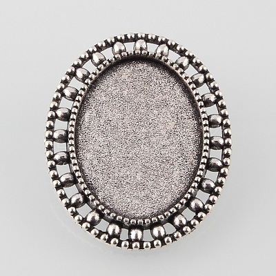 Vintage Alloy Brooch Cabochon Bezel Settings PALLOY-O038-33AS-1