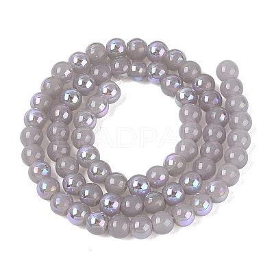 Electroplate Imitation Jade Glass Beads Strands EGLA-Q132-6MM-01B-11-1