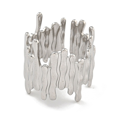 304 Stainless Steel Open Cuff Ring for Women RJEW-U014-06P-1