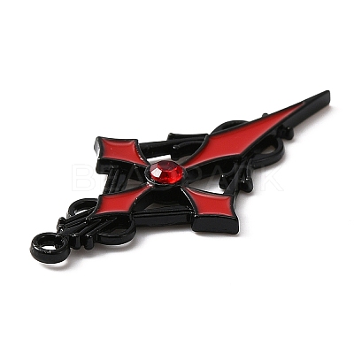 Siam Rhinestone Cross Pendant with Red Enamel ENAM-WH0001-06EB-04-1