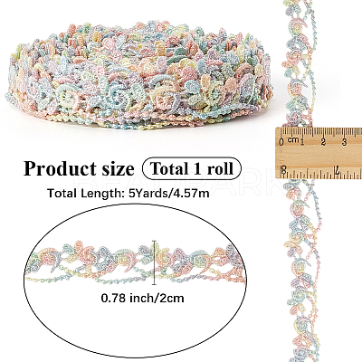 5 Yards Flower Polyester Lace Ribbon OCOR-GF0004-95B-1