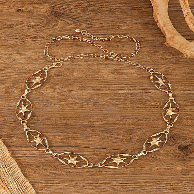 Alloy Ethnic-style Hexagon Link Chain Belts for Women FS-WGE7426-02-1