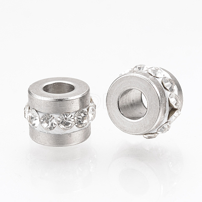 201 Stainless Steel Rhinestone Beads X-RB-R052-04-1