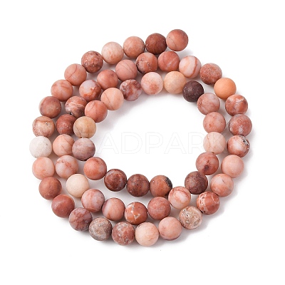 Natural Pink Aventurine Beads Strands G-G716-01-6mm-1