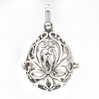Rack Plating Brass Cage Pendants KK-S751-002AS-1