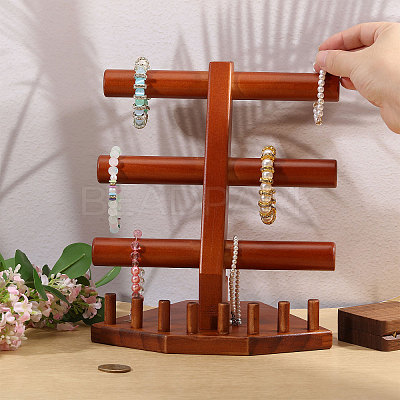 Solid Wood Jewelry Set Jewelry Tower Stands for Rings Bracelets Necklaces DJEW-WH0028-005-1