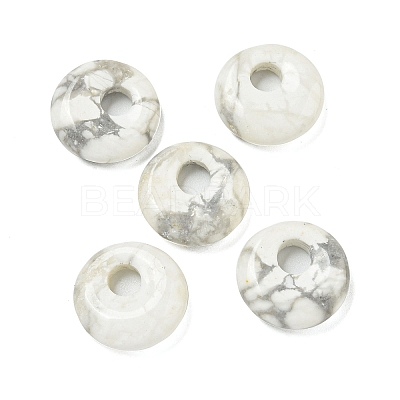 Natural Howlite Donut/Pi Disc Charms G-G142-02N-1
