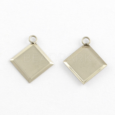 Tarnish Resistant Stainless Steel Pendant Cabochon Settings STAS-Q168-12-1