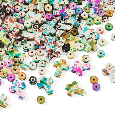 360Pcs 12 Styles Baking Paint Synthetic Turquoise Beads G-TA0003-32-1