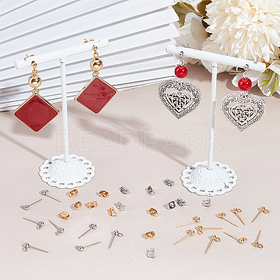 100Pcs 2 Style 304 Stainless Steel Ball Post Stud Earring Findings STAS-BBC0004-74-1
