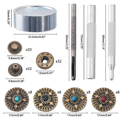 32 Set 4 Colors Alloy Snap Buttons DIY-CA0006-23-1