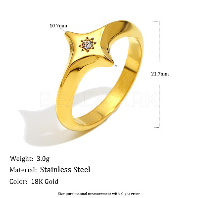 316L Surgical Stainless Steel with Clear Cubic Zirconia Finger Rings WGD89A7-02-1