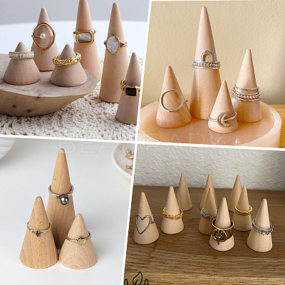 12Pcs 3 Styles Wooden Ring Displays RDIS-SC0001-04-1