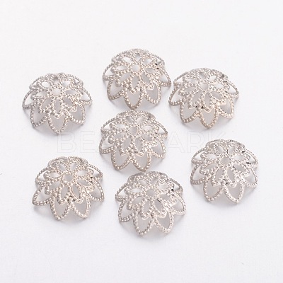 Platinum Brass Filigree Flower Bead Caps X-EC1166-1