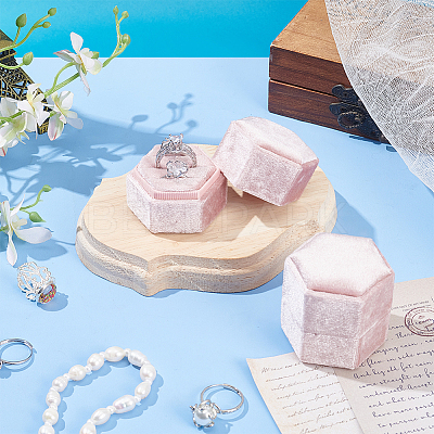 3-Slot Hexagonal Velvet Ring Boxes AJEW-WH0471-26B-1