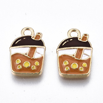 Light Gold Plated Alloy Enamel Pendants X-ENAM-T009-75-RS-1