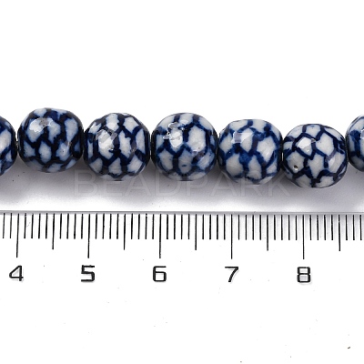 Handmade Blue and White Porcelain Beads Strands PORC-I027-03D-1