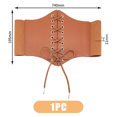 Imitation Leather Wide Elastic Chain Belt AJEW-WH0314-148B-1