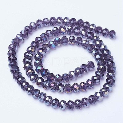 Electroplate Glass Beads Strands X-EGLA-A034-T6mm-B13-1