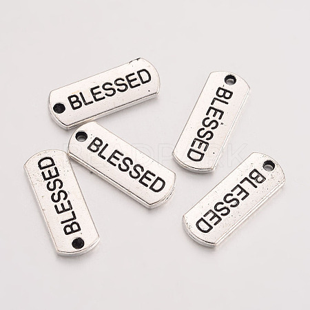 Tibetan Style Alloy Rectangle with Word Blessed Pendants LS-TIBEP-Q043-060-RS-1