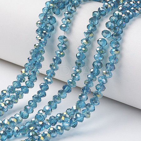 Electroplate Transparent Glass Beads Strands EGLA-A034-T3mm-S18-1