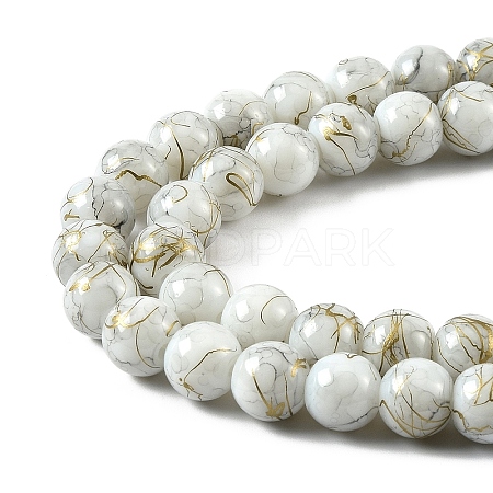 3Strands Baking Paint Glass Beads Strands DGLA-YW0001-55F-1