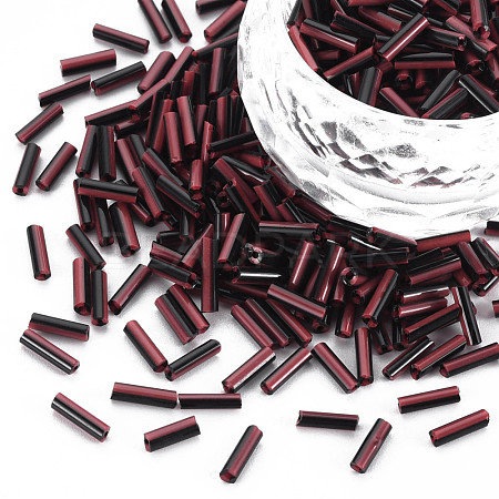 Opaque Colours Two Tone Seed Glass Bugle Beads SEED-T006-02A-01-1